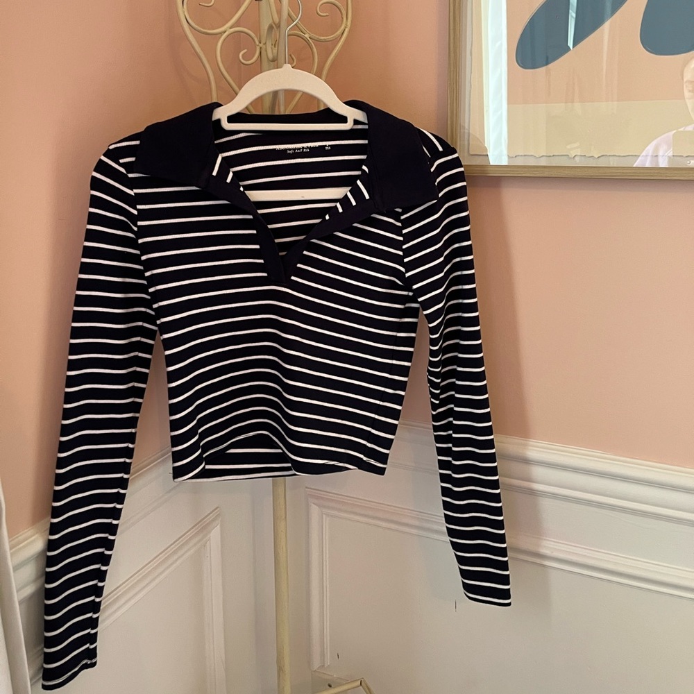 Abercrombie Soft A&F Ribbed Collared Long Sleeve